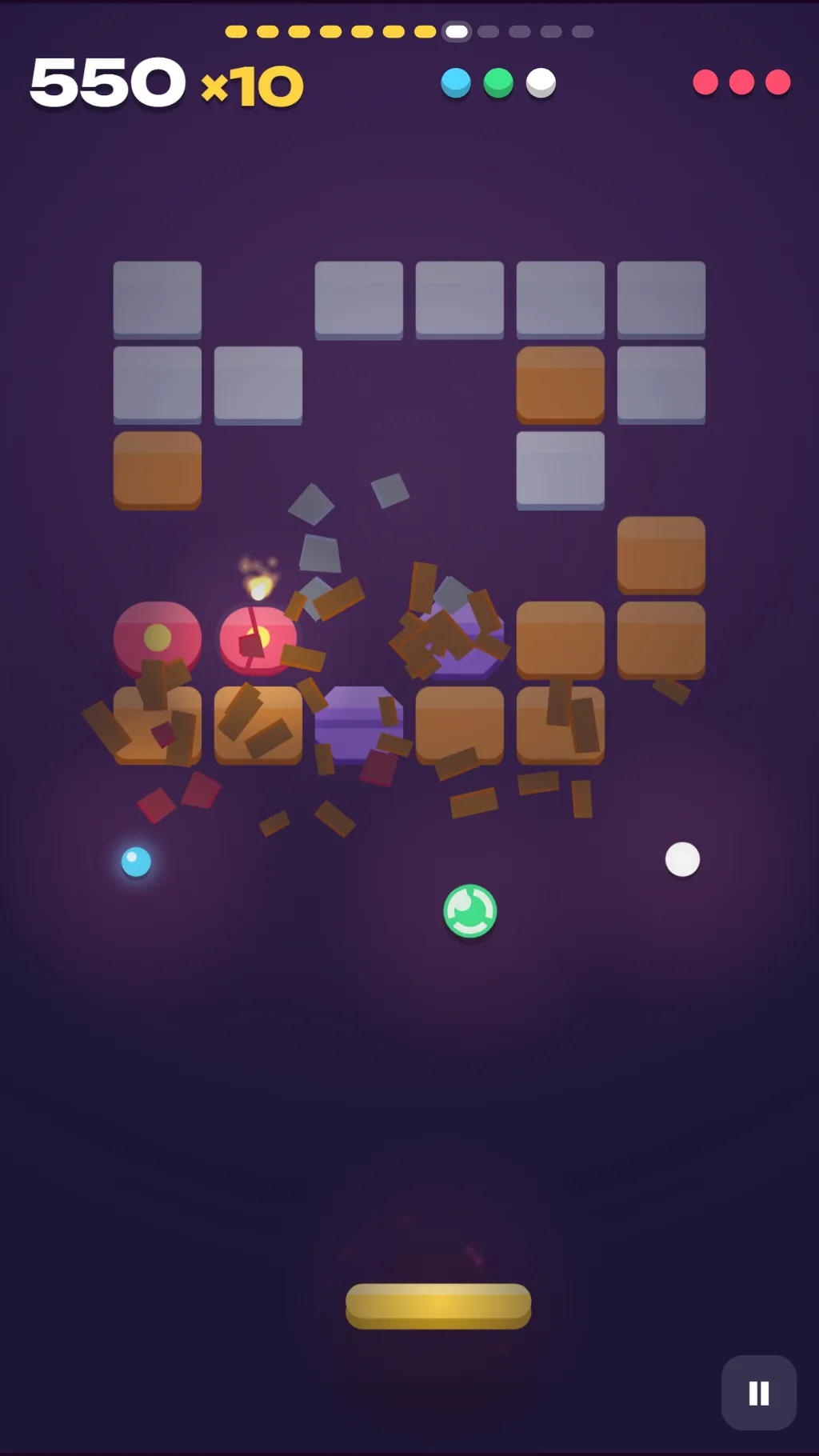 Smash Deep: a bonus blast tearing through half the wall